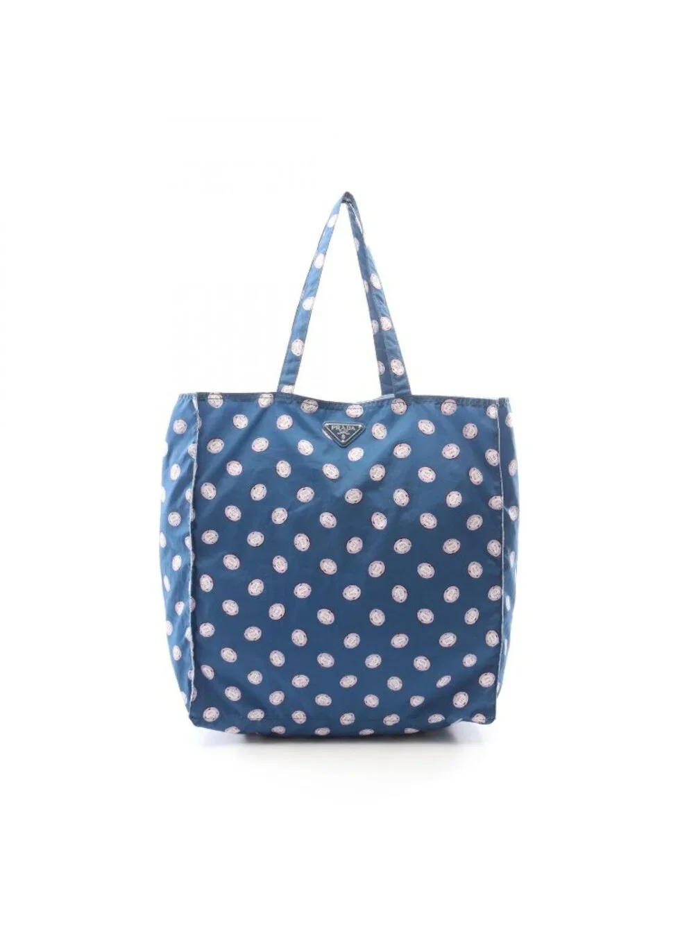 Prada Tote Triangle Logo Blue Pink White Nylon